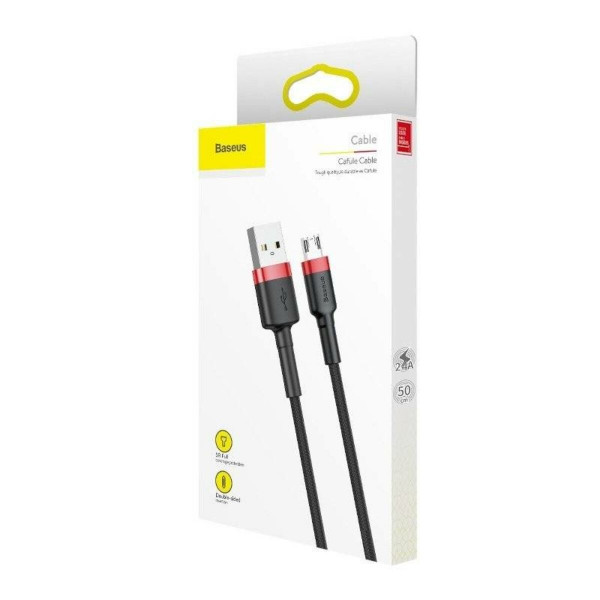 Кабель Baseus Cafule Cable USB For Micro 2.4A 1m Red+Black