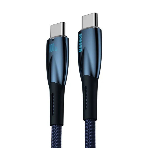 Кабель Baseus Glimmer Series Fast Charging Data Cable Type-C to Type-C 100W 1m Блакитний