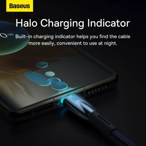 Кабель Baseus Glimmer Series Fast Charging Data Cable Type-C to Type-C 100W 1m Блакитний