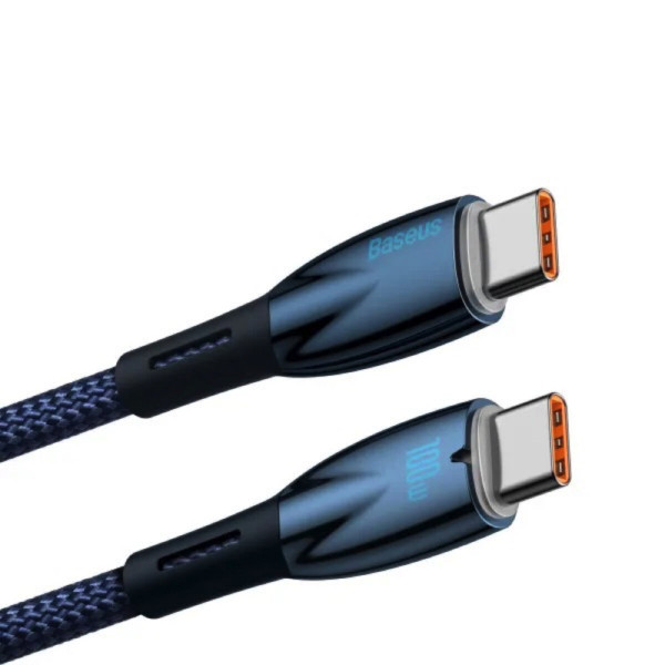 Кабель Baseus Glimmer Series Fast Charging Data Cable Type-C to Type-C 100W 1m Блакитний