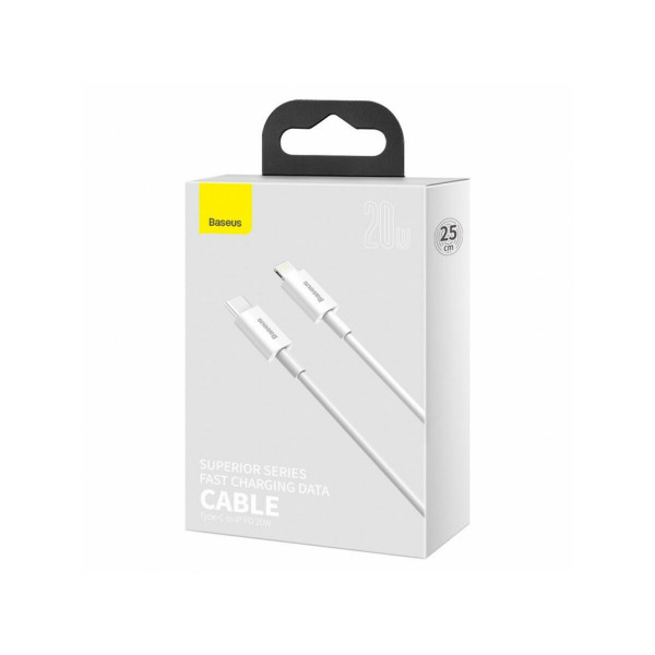 Кабель Baseus Superior Series Fast Charging Data Cable Type-C to iP PD 20W 0.25m Білий