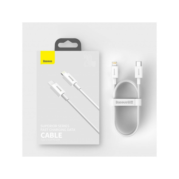 Кабель Baseus Superior Series Fast Charging Data Cable Type-C to iP PD 20W 0.25m Білий