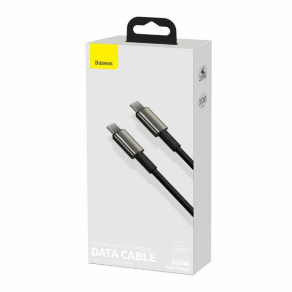 Кабель Baseus Tungsten Gold Fast Charging Data Cable Type-C to Type-C 100W 1m Black