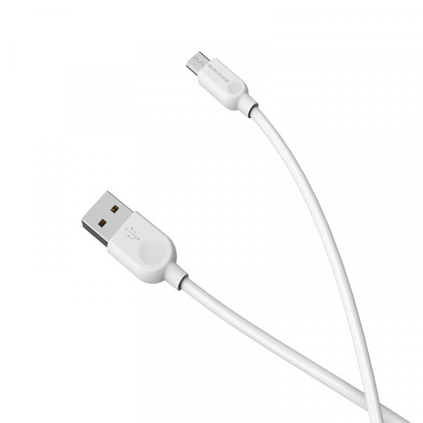 Кабель BOROFONE BX14 USB to Micro 2.4A, 1m, PVC, TPE connectors, White (6957531089988)