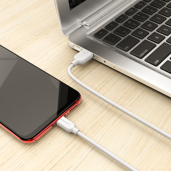 Кабель BOROFONE BX14 USB to Micro 2.4A, 1m, PVC, TPE connectors, White (6957531089988)