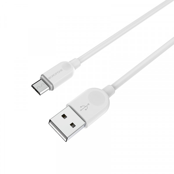 Кабель BOROFONE BX14 USB to Micro 2.4A, 1m, PVC, TPE connectors, White (6957531089988)