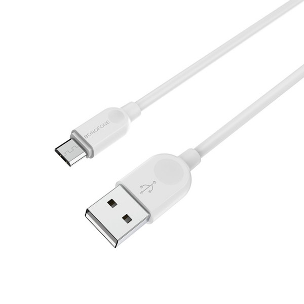 Кабель BOROFONE BX14 USB to Micro 2.4A, 3m, PVC, TPE connectors, Білий