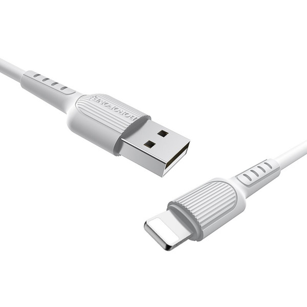 Кабель BOROFONE BX16 USB to iP 2A, 1m, PVC, TPE connectors, White