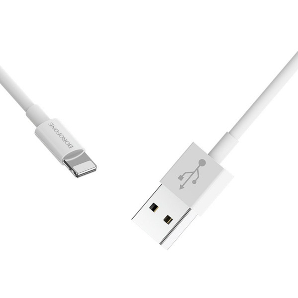Кабель BOROFONE BX22 USB to iP 2.4A, 1m, PVC, РС connectors, White