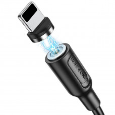 Кабель BOROFONE BX41 USB to iP 2.4A, 1m, PVC, PVC connectors, magnetic, Чорний