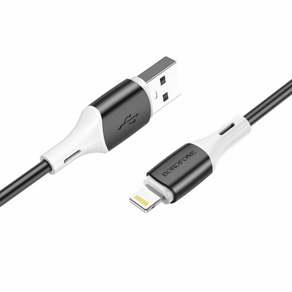 Кабель BOROFONE BX79 Type-C to iP 3A, 20W, 1m,, silicone, silicone connectors, Чорний