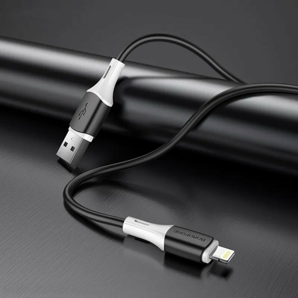 Кабель BOROFONE BX79 Type-C to iP 3A, 20W, 1m,, silicone, silicone connectors, Чорний