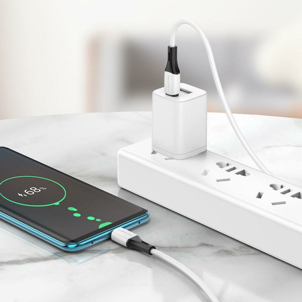 Кабель BOROFONE BX79 Type-C to Type-C 3A,60W, 1m, silicone, silicone connectors, Білий