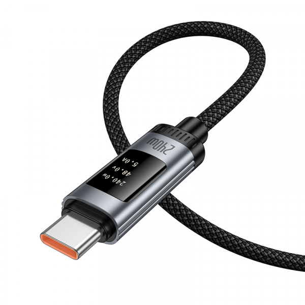 Кабель HOCO U148 Lord 100W digital display charging data cable Type-C Black (6942007668675)
