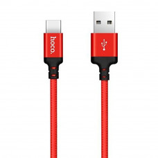 Кабель HOCO X14 USB to Type-C 3A, 1m, nylon, aluminum connectors, Black-Red (6957531062875)