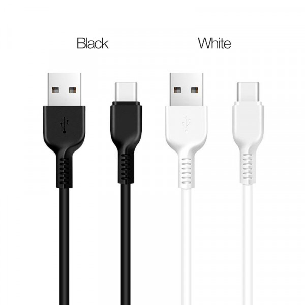 Кабель HOCO X20 USB to Type-C 3A, 1m, PVC, TPE connectors, White (6957531068853)