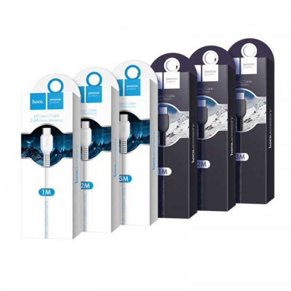 Кабель HOCO X20 USB to Type-C 3A, 1m, PVC, TPE connectors, White (6957531068853)
