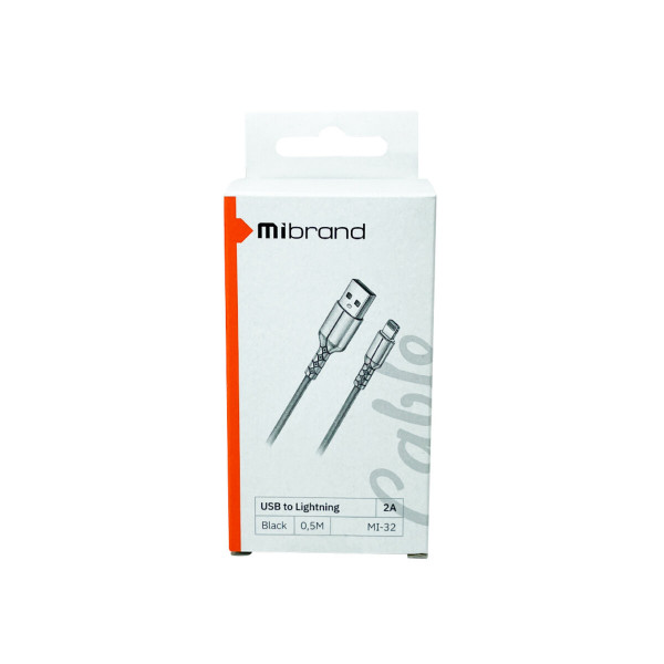 Кабель Mibrand MI-32 Nylon Charging Line USB for Micro 2A 0.5m Black
