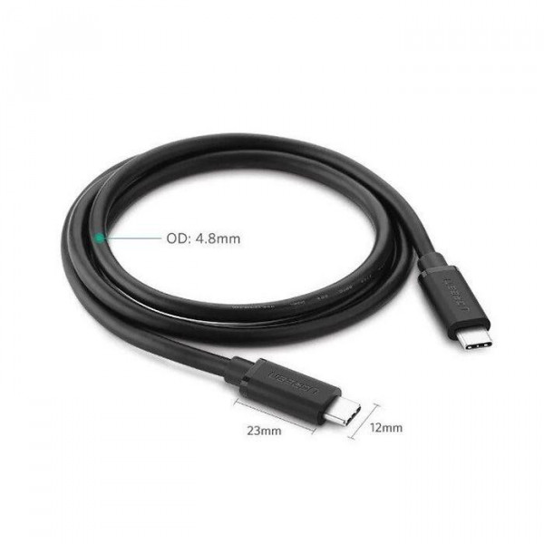 Кабель UGREEN US286 USB 2.0 Type C to Type C Cable Nickel Plating 1m (Black) (UGR-50997) (UGR-50997)