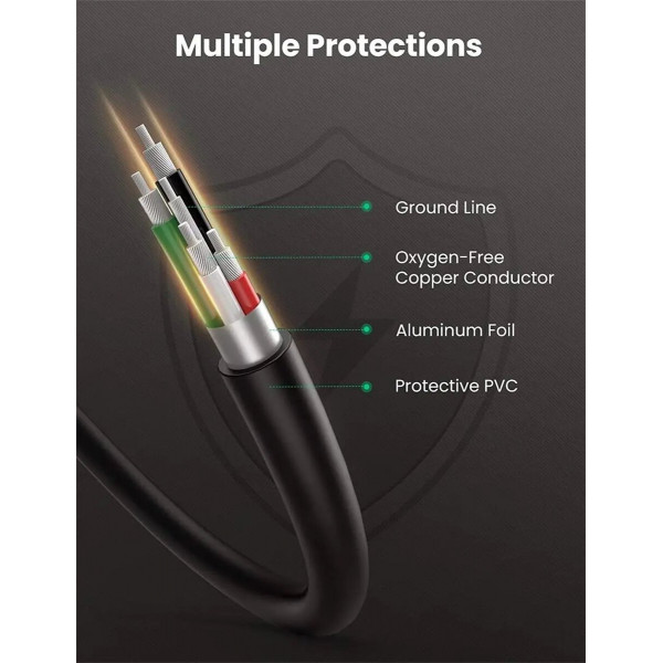 Кабель UGREEN USB 2.0 A Male to Mini 5 Pin Male Cable 0.5m (Black)