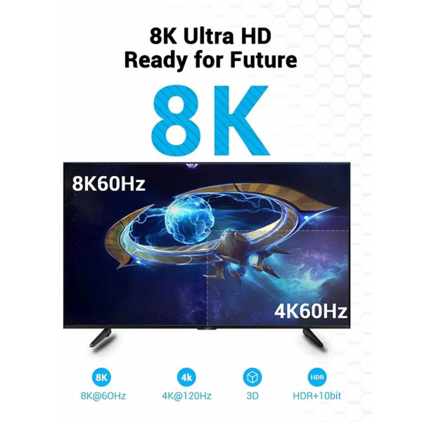 Кабель Vention HDMI-HDMI, 2 м, v2.1 (AANBH)