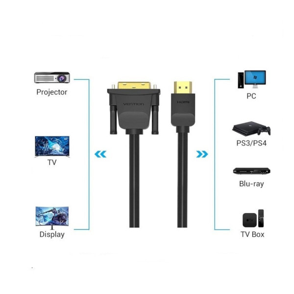 Кабель Vention HDMI to DVI Cable 3M Чорний (ABFBI)
