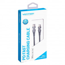 Кабель Vention USB 2.0 C to Lightning Cable 1M Gray Aluminum Alloy Type (TACHF)