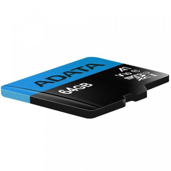 Карта пам'яті microSDXC (UHS-1) A-DATA Premier 64Gb Class 10 A1 (R-100Mb/s) (adapter SD) (AUSDX64GUICL10A1-RA1)