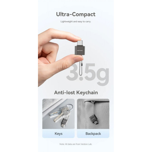 Картридер Vention USB 2.0 Type-C MicroSD Card Reader Gray Zinc Alloy Type