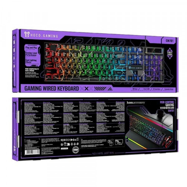 Клавіатура HOCO GM701 Trofeo wired gaming keyboard (Cyrillic version) Black (6942007683739)