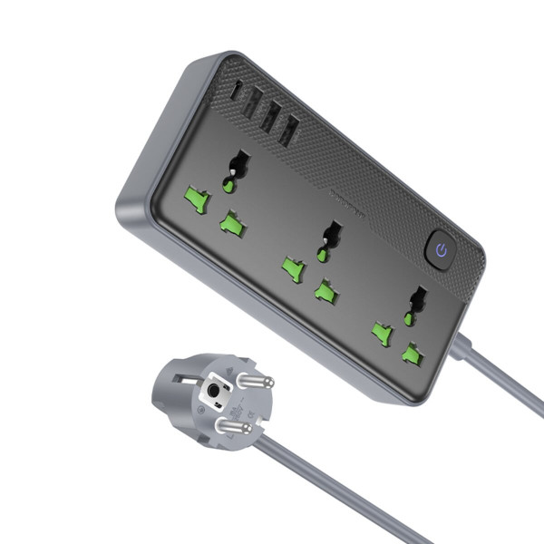 Мережевий подовжувач BOROFONE BAC2A Leya 3 position socket(1C3A)(EU) Чорний