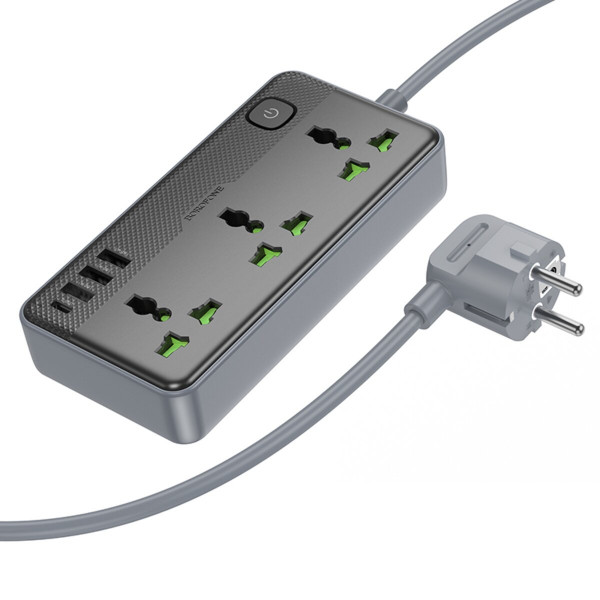 Мережевий подовжувач BOROFONE BAC2A Leya 3 position socket(1C3A)(EU) Чорний