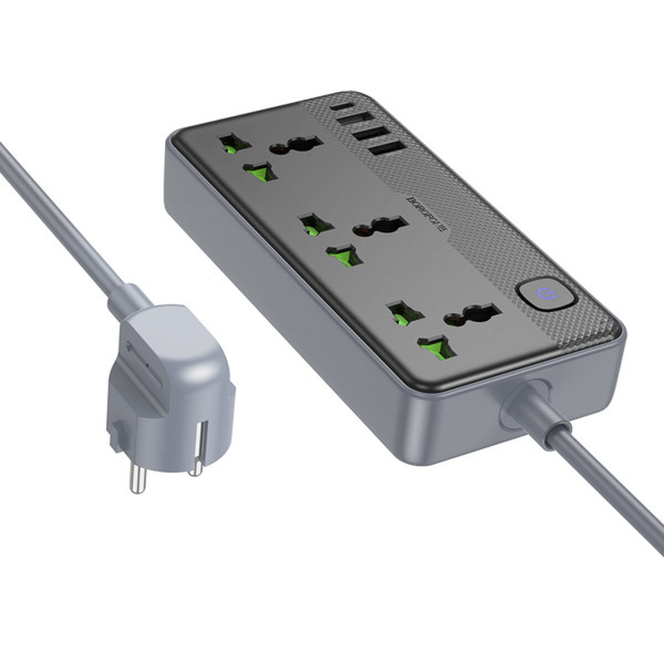 Мережевий подовжувач BOROFONE BAC2A Leya 3 position socket(1C3A)(EU) Чорний