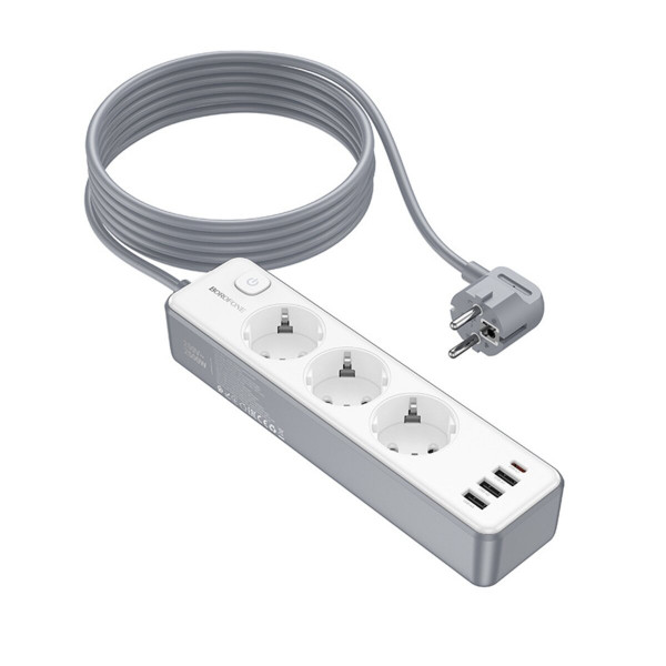 Мережевий подовжувач BOROFONE BAC9 Power 3-position socket(PD20W/1C3A)(EU/GER)(L=3M) Білий