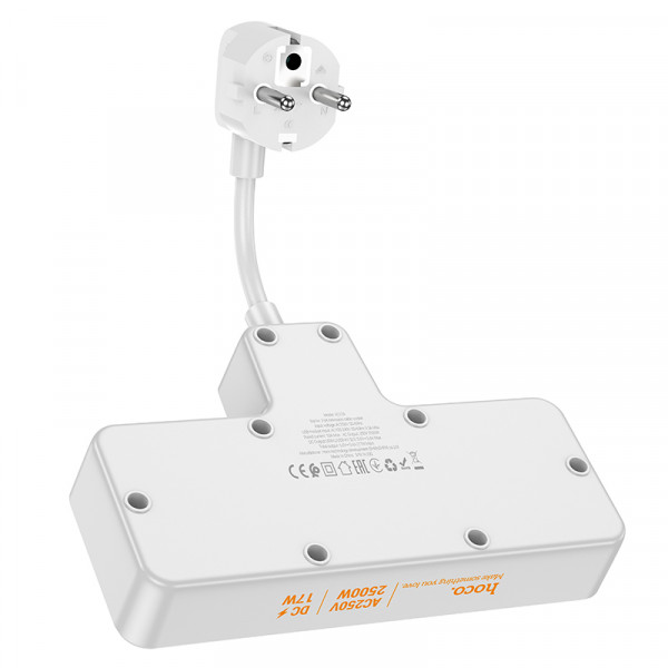 Мережевий подовжувач HOCO AC11A Voyage 2-position expansion socket(1C3A) White (6942007607063)