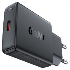 Мережевий зарядний пристрій ACEFAST A65 PD20W GaN single USB-C ultra-thin charger Чорний
