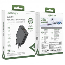 Мережевий зарядний пристрій ACEFAST A65 PD20W GaN single USB-C ultra-thin charger Чорний