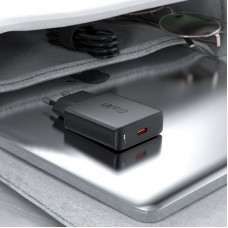 Мережевий зарядний пристрій ACEFAST A65 PD20W GaN single USB-C ultra-thin charger Чорний