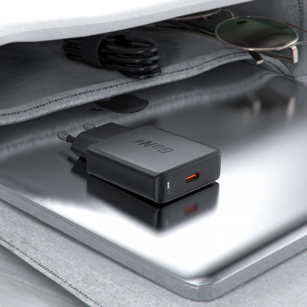 Мережевий зарядний пристрій ACEFAST A65 PD20W GaN single USB-C ultra-thin charger Чорний
