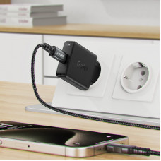 Мережевий зарядний пристрій ACEFAST A65 PD20W GaN single USB-C ultra-thin charger Чорний