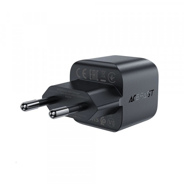 Мережевий зарядний пристрій ACEFAST A77 mini PD30W GaN USB-C charger Black