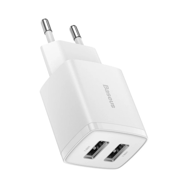 Мережевий зарядний пристрій Baseus Compact Charger 2U 10.5W EU Білий