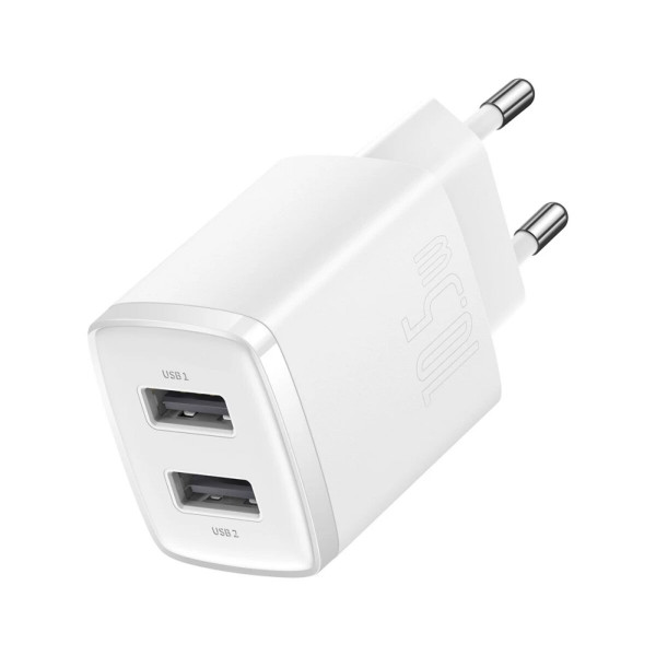 Мережевий зарядний пристрій Baseus Compact Charger 2U 10.5W EU Білий