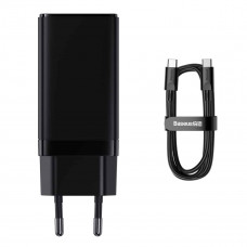 Мережевий зарядний пристрій Baseus GaN3 Pro Fast Charger 2C+U 65W (Cable Type-C to Type-C 100W(20V/5A) 1m) Чорний