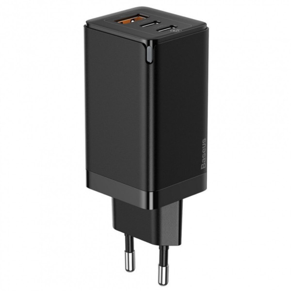 Мережевий зарядний пристрій Baseus GaN3 Pro Fast Charger 2C+U 65W (Cable Type-C to Type-C 100W(20V/5A) 1m) Black