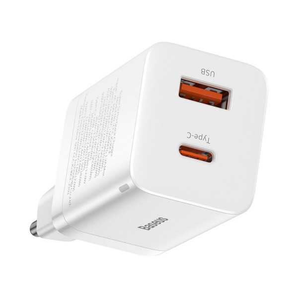 Мережевий зарядний пристрій Baseus Super Si Pro Quick Charger C+U 30W EU Білий