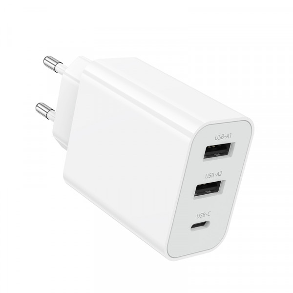 Мережевий зарядний пристрій BOROFONE BA105A Stellar three-port charger White (6941991125270)