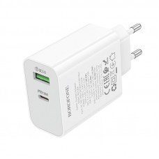 Мережевий зарядний пристрій BOROFONE BA108A Stellar PD30W+QC3.0 charger (EU) White (6941991125379)