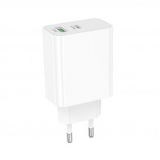 Мережевий зарядний пристрій BOROFONE BA108A Stellar PD30W+QC3.0 charger (EU) White (6941991125379)