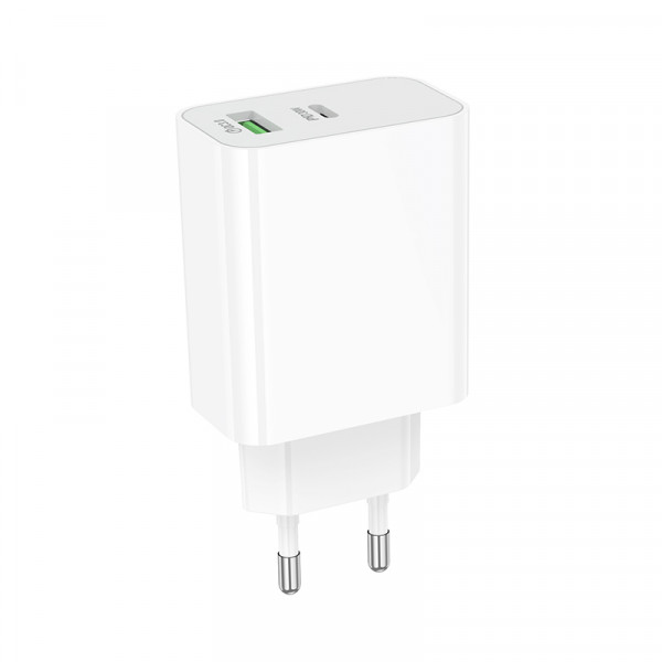 Мережевий зарядний пристрій BOROFONE BA108A Stellar PD30W+QC3.0 charger (EU) White (6941991125379)